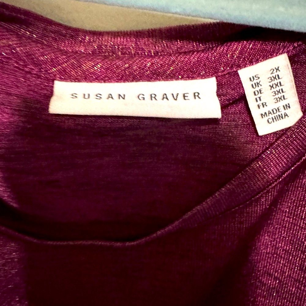 Susan Graver Deep Burgundy Cardigan and Top Set perfect condition 2x - Picture 9 of 11